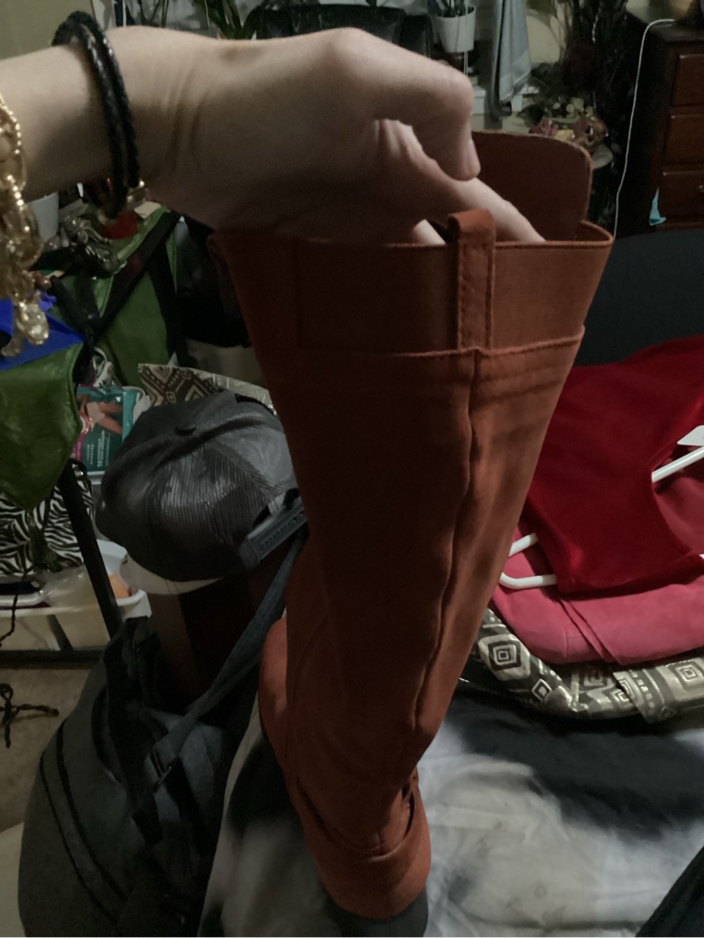 Knee-High Suede Riding Boot in Rust - Picture 5 of 8